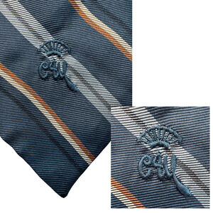 Barneys New York Silk Tie | Navy & Brown Striped | Italy | Business Classic